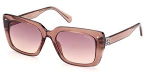 GUESS GU8243 | Damen-Sonnenbrille | Eckig | Fassung: Kunststoff Braun | Glasfarbe: Rosa