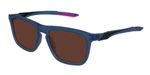 PUMA PU0376S | Herren-Sonnenbrille | Eckig | Fassung: Kunststoff Blau | Glasfarbe: Braun