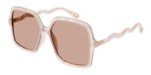 Chloé CHLOE CH0086S | Damen-Sonnenbrille | Eckig | Fassung: Kunststoff Beige | Glasfarbe: Orange