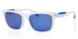 SUPERDRY 5009 | Unisex-Sonnenbrille | Eckig | Fassung: Kunststoff Weiß | Glasfarbe: Grau / Grün / Blau