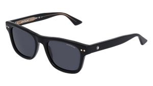 MONTBLANC MB0254S | Herren-Sonnenbrille | Eckig | Fassung: Kunststoff Schwarz | Glasfarbe: Grau