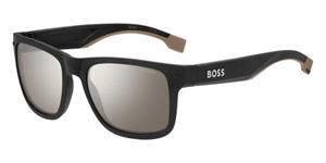 BOSS 1496/S | Herren-Sonnenbrille | Eckig | Fassung: Kunststoff Schwarz | Glasfarbe: Silberfarben