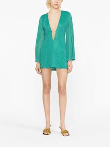 Oséree metallic-effect V-neck dress - Groen