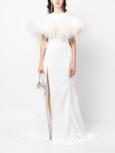 The Attico feather-embellished sleeveless gown - Wit