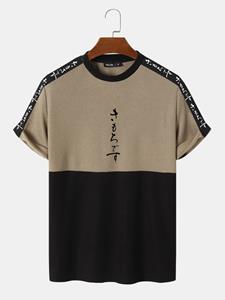 ChArmkpR Mens Japanese Embroidered Patchwork Knit Short Sleeve T-Shirts