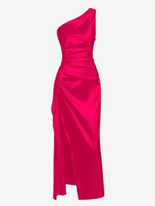 Zaful Women's Satin One Shoulder Backless Ruched Thigh Split Maxi Party Dress