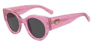 CHIARA FERRAGNI CF 7024/S | Damen-Sonnenbrille | Rund | Fassung: Kunststoff Rosa | Glasfarbe: Grau