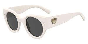 CHIARA FERRAGNI CF 7024/S | Damen-Sonnenbrille | Rund | Fassung: Kunststoff Weiß | Glasfarbe: Grau