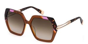 FURLA FULSFU684 | Damen-Sonnenbrille | Mehreckig | Fassung: Kunststoff Havanna | Glasfarbe: Braun