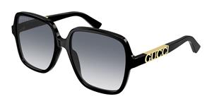 GUCCI GG1189S | Damen-Sonnenbrille | Eckig | Fassung: Kunststoff Schwarz | Glasfarbe: Grau