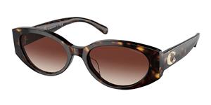 COACH HC8353U | Damen-Sonnenbrille | Butterfly | Fassung: Kunststoff Havanna | Glasfarbe: Braun