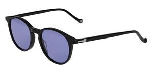 HACKETT HE 920 | Herren-Sonnenbrille | Panto | Fassung: Kunststoff Schwarz | Glasfarbe: Grau / Blau