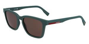 LACOSTE L987S | Unisex-Sonnenbrille | Eckig | Fassung: Kunststoff Grün | Glasfarbe: Braun