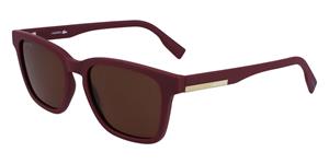 LACOSTE L987S | Unisex-Sonnenbrille | Eckig | Fassung: Kunststoff Rot | Glasfarbe: Braun