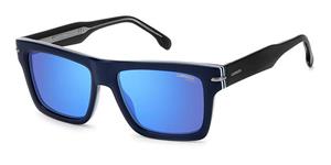 CARRERA 305/S | Unisex-Sonnenbrille | Eckig | Fassung: Kunststoff Blau | Glasfarbe: Grau / Grün / Blau