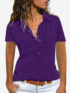 Rosegal Plus Size Front Flap Pockets Basic Shirt