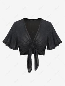 Rosegal Plus Size Lace Up Twisted Cropped Cardigan