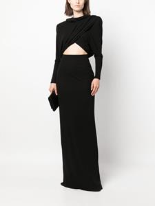 Saint Laurent long-sleeve hooded gown - Zwart