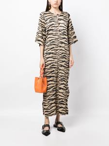 GANNI Maxi-jurk met tijgerprint - Bruin