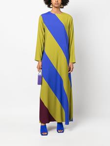 PAULA diagonal stripe-pattern maxi dress - Blauw