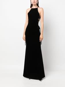 Alessandra Rich lattice lace-up gown - Zwart