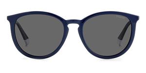 POLAROID PLD 4143/S/X | Herren-Sonnenbrille | Panto | Fassung: Kunststoff Blau | Glasfarbe: Grau