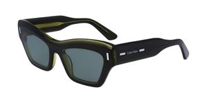 CALVIN KLEIN CK 23503S | Damen-Sonnenbrille | Butterfly | Fassung: Kunststoff Grün | Glasfarbe: Grün