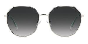 POLAROID PLD 4140/G/S/X | Damen-Sonnenbrille | Mehreckig | Fassung: Kunststoff Silberfarben | Glasfarbe: Grau