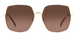 CAROLINA HERRERA 0139/S | Damen-Sonnenbrille | Eckig | Fassung: Kunststoff Goldfarben | Glasfarbe: Grau / Lila