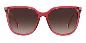 CAROLINA HERRERA 0140/S | Damen-Sonnenbrille | Oval | Fassung: Kunststoff Rot | Glasfarbe: Braun