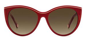 CAROLINA HERRERA 0142/S | Damen-Sonnenbrille | Butterfly | Fassung: Kunststoff Rot | Glasfarbe: Grün / Orange
