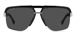 DSQUARED2 D2 0084/S | Herren-Sonnenbrille | Pilot | Fassung: Kunststoff Schwarz | Glasfarbe: Grau