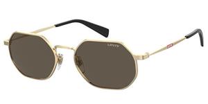 LEVIS LV 1030/S | Unisex-Sonnenbrille | Mehreckig | Fassung: Kunststoff Goldfarben | Glasfarbe: Braun