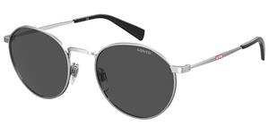 LEVIS LV 1028/S | Unisex-Sonnenbrille | Rund | Fassung: Kunststoff Silberfarben | Glasfarbe: Grau