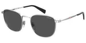 LEVIS LV 1029/S | Unisex-Sonnenbrille | Panto | Fassung: Kunststoff Silberfarben | Glasfarbe: Grau