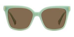 POLAROID PLD 6192/S | Damen-Sonnenbrille | Butterfly | Fassung: Kunststoff Grün | Glasfarbe: Braun