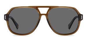 POLAROID PLD 6193/S | Unisex-Sonnenbrille | Pilot | Fassung: Kunststoff Braun | Glasfarbe: Grau