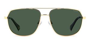 POLAROID PLD 6195/S/X | Herren-Sonnenbrille | Browline | Fassung: Kunststoff Goldfarben | Glasfarbe: Grau