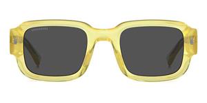 DSQUARED2 ICON 0009/S | Herren-Sonnenbrille | Eckig | Fassung: Kunststoff Gelb | Glasfarbe: Grau