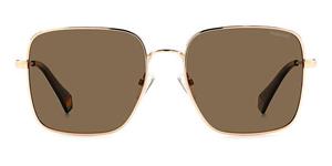 POLAROID PLD 6194/S/X | Damen-Sonnenbrille | Eckig | Fassung: Kunststoff Goldfarben | Glasfarbe: Braun