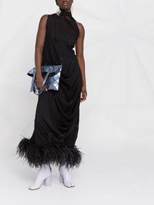 Maison Margiela Maxi-jurk met afwerking van veren - Zwart