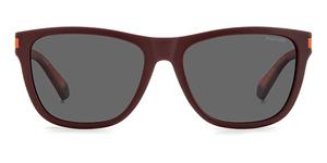 POLAROID PLD 2138/S | Herren-Sonnenbrille | Eckig | Fassung: Kunststoff Rot | Glasfarbe: Grau