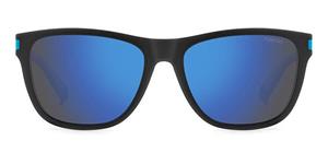 POLAROID PLD 2138/S | Unisex-Sonnenbrille | Eckig | Fassung: Kunststoff Schwarz | Glasfarbe: Blau