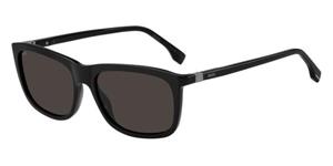 BOSS 1489/S | Herren-Sonnenbrille | Eckig | Fassung: Kunststoff Schwarz | Glasfarbe: Grau / Braun