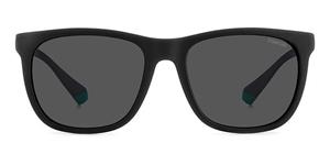 POLAROID PLD 2140/S | Herren-Sonnenbrille | Eckig | Fassung: Kunststoff Schwarz | Glasfarbe: Grau