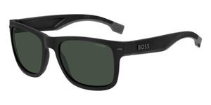 BOSS 1496/S | Herren-Sonnenbrille | Eckig | Fassung: Kunststoff Schwarz | Glasfarbe: Grün