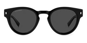 DSQUARED2 D2 0077/S | Herren-Sonnenbrille | Panto | Fassung: Kunststoff Schwarz | Glasfarbe: Grau