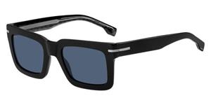 BOSS 1501/S | Herren-Sonnenbrille | Eckig | Fassung: Kunststoff Schwarz | Glasfarbe: Grau / Blau