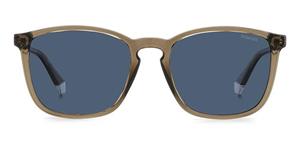 POLAROID PLD 4139/S | Herren-Sonnenbrille | Eckig | Fassung: Kunststoff Braun | Glasfarbe: Blau