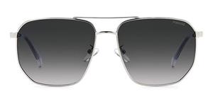 POLAROID PLD 4141/G/S/X | Herren-Sonnenbrille | Pilot | Fassung: Kunststoff Silberfarben | Glasfarbe: Grau